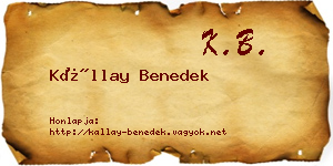 Kállay Benedek névjegykártya
